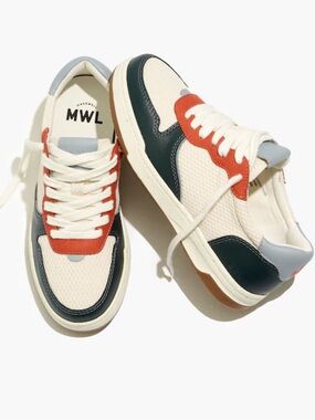 Madewell Court Sneakers in Leather and Mesh 9.5